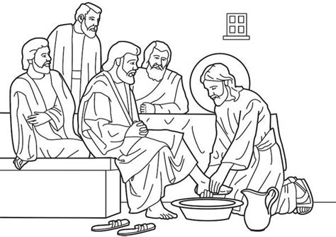 Glue a small piece of fabric on the cloth on the worksheet. jesus washes the disciples feet coloring page | ... Jesus ...