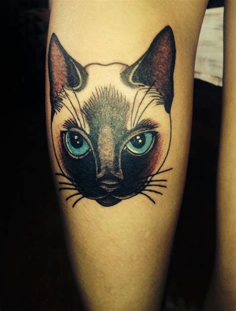 Siamese Cat Impressive Coloured Tattoo Tattooimagesbiz