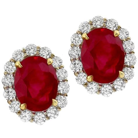 737 Carat Natural Burmese Ruby Diamond Gold Earrings In 2020 Ruby