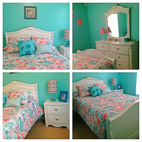 20 Gray Coral Turquoise Bedroom