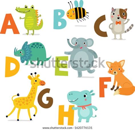 Cute Animal Alphabet Vector Set Stock Vector Royalty Free 1620776131