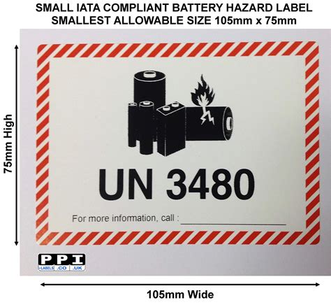 25 X IATA Compliant UN 3480 Lithium Ion Battery Hazard Labels Stickers