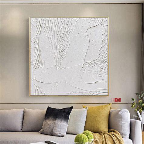 White Textured Wall Art White Framed Paintings White Abstract Etsy