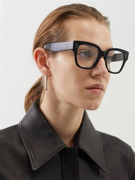 black square acetate glasses celine eyewear matches uk