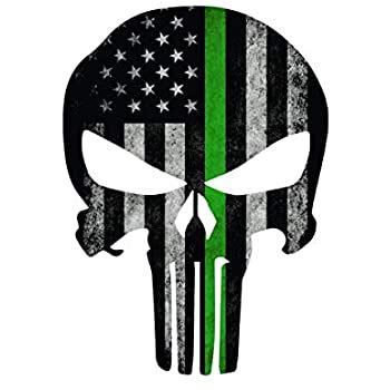 Decal is sized by the longest dimension. Amazon.com: Thin Green Line Punisher Skull Decal Army Car ...