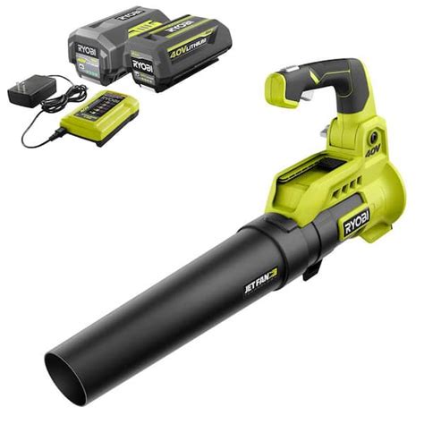 ryobi 40v 110 mph 525 cfm cordless battery variable speed jet fan leaf blower with 2 4 0 ah
