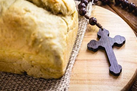 Homemade Bread Made In The Easter And Eucharist Period Called Christ