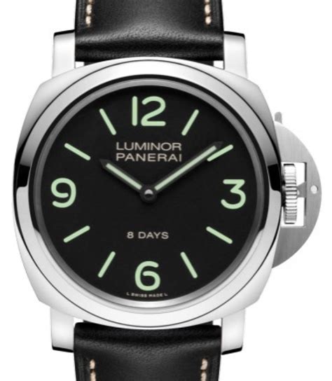 Panerai Luminor Base 8 Days Stainless Steel 44mm Black Dial Leather