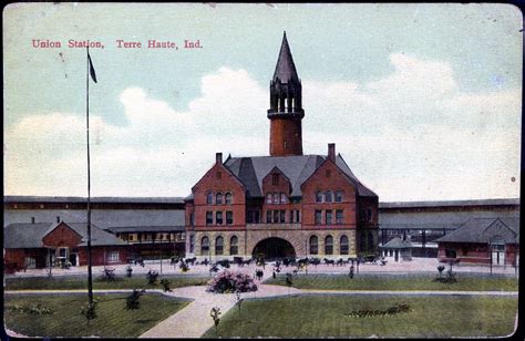 Union Station Railroad Depot Terre Haute Ind Postcard 1910