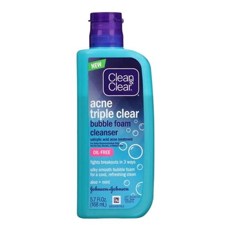 Clean And Clear Acne Triple Clear Bubble Foam Facial Cleanser 57 Oz