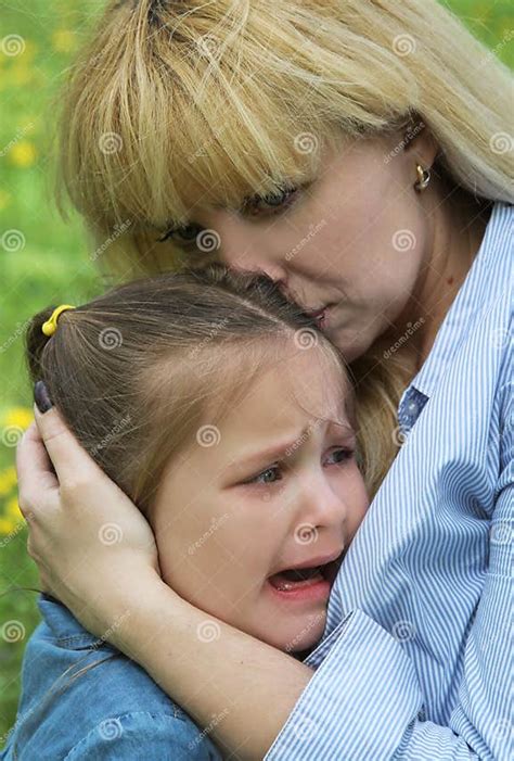 Mother Comforting Crying Daughter Stock Photo Image Of Caucasian