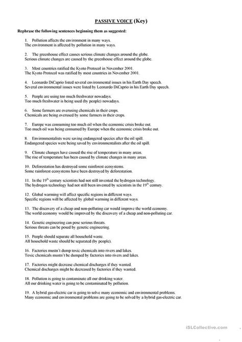 Stop the car, at once. Passive Voice (Environment) worksheet - Free ESL printable ...