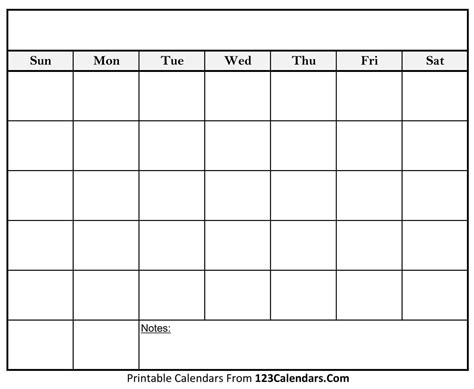 Blank Calendar Page Printable Calendar Template Printable