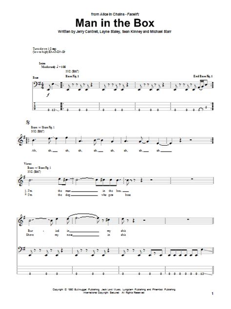 And shove my nose in s!!! Man In The Box Sheet Music | Alice In Chains | Bass Guitar Tab