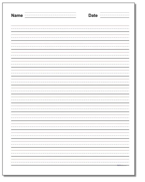 Handwriting Paper Elementary Lined Paper Printable Free