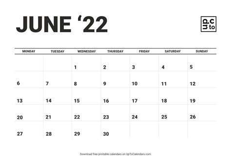 Printable June 2022 Calendar Blank Templates Free Download In Pdf
