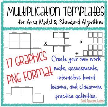 Print area model multiplication worksheets. Multiplication Standard Algorithm and Area Model Templates ...