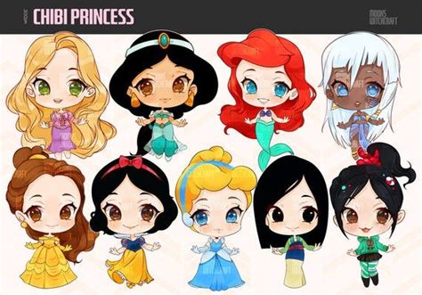 Сute Images Anime Chibi Princess Digital Clipart SET Characters Graphics Stickers