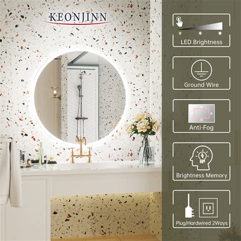 Buy Keonjinn Round Led Mirror 32 Inch Round Bathroom Mirror With Lights