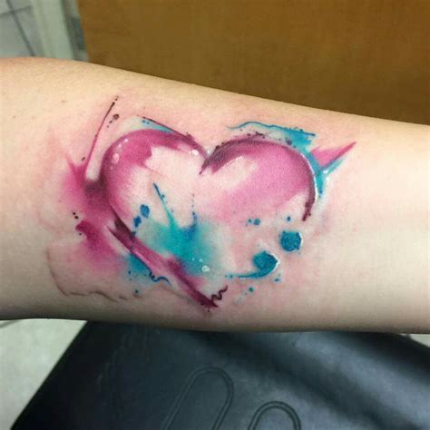 Watercolor Heart Tattoo By Mike Shultz Tattoos Watercolor Heart Tattoos Semicolon Tattoos