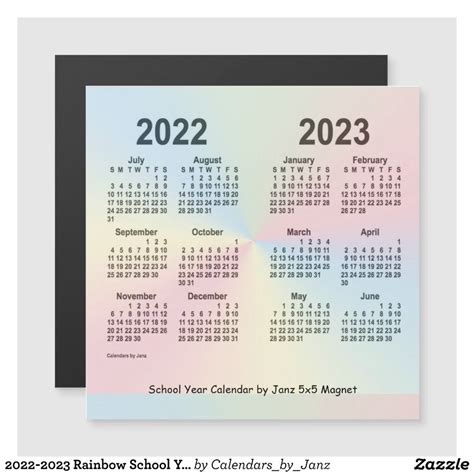 2022 2023 Rainbow School Year Calendar By Janz In 2021