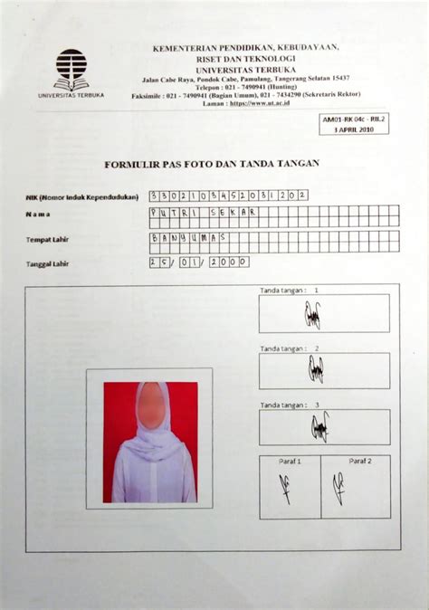 Contoh Pengisian Formulir Pasfoto Dan Tanda Tangan Uttermost Table Hot Sex Picture