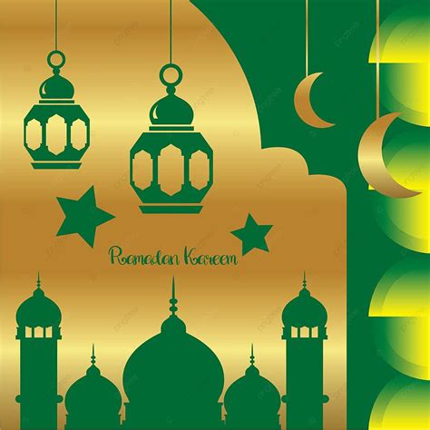 Background Ramadhan Dengan Siluet Masjid Emas Keren Latar Belakang