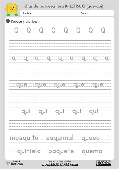 10 Fichas Lectoescritura Montessori Recursosep Letra Q Imprentapage 0001