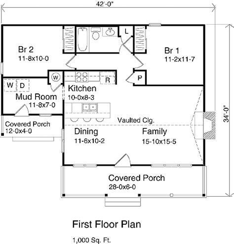 Country Style House Plan 2 Beds 1 Baths 1000 Sqft Plan 22 128