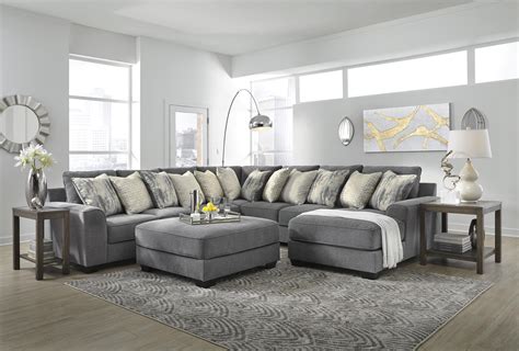 Ashley Furniture Castano 092313306 4 Piece Grey Sectional With Ottoman