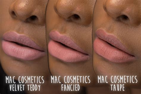 Mac Fancied Vs Velvet Teddy Vs Taupe Comparison On Dark Skin Swatches Lipstick For Dark Skin