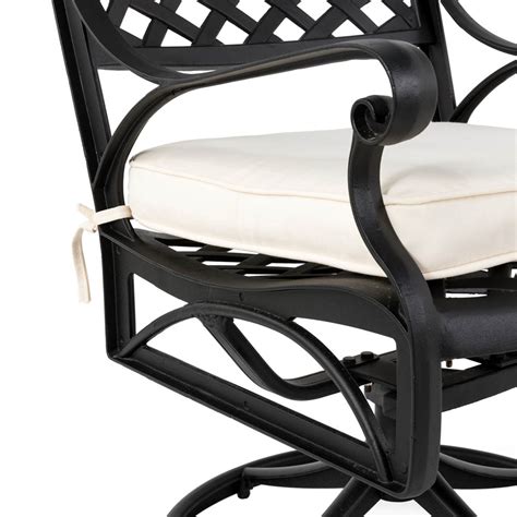 Official Elm Plus Cast Aluminum Patio Dining Swivel Chair With Beige