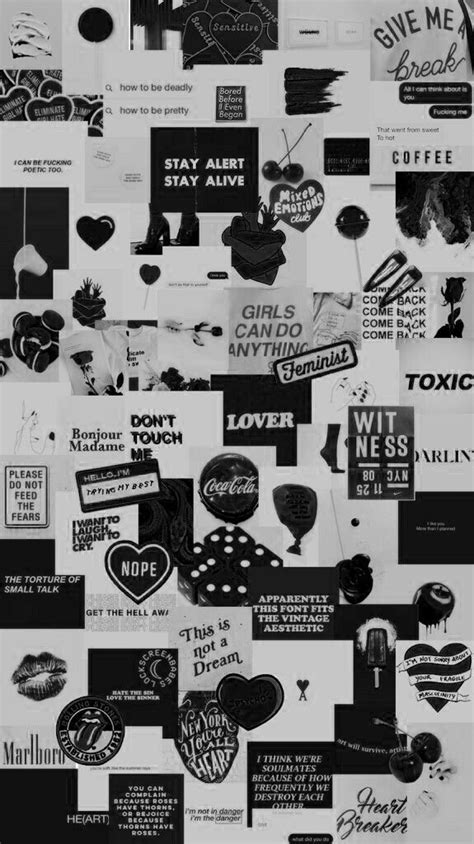 Lock Screen Black Aesthetic Collage Wallpaper Cuteanimals