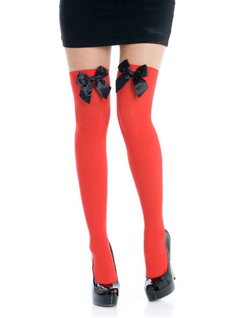 Red Thigh Highs With Black Bows Hurly Burly