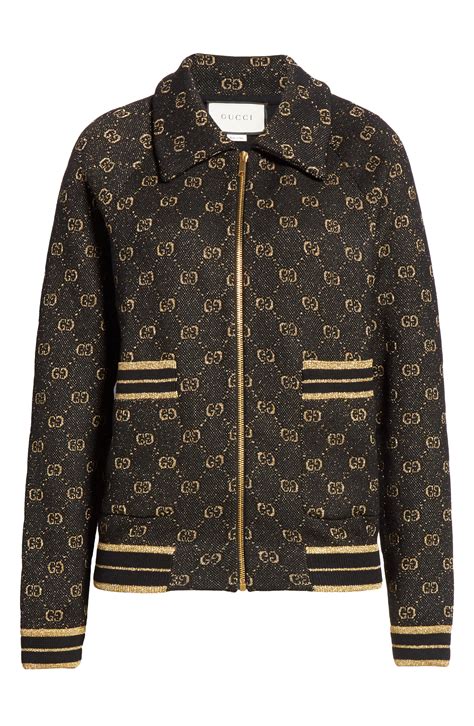 Gucci Gg Metallic Jacquard Wool And Cotton Bomber Jacket Nordstrom