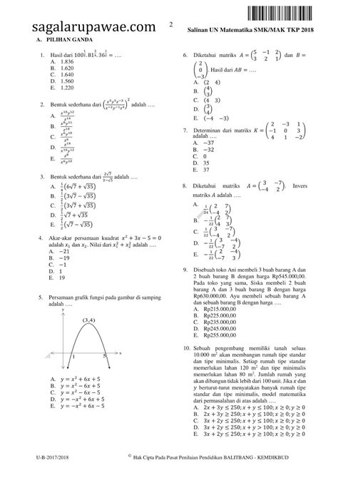 Contoh Soal Un Matematika Smk Dan Pembahasannya