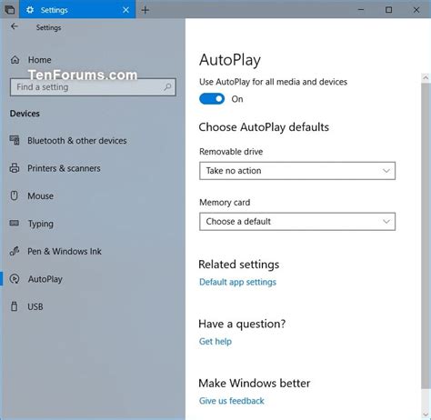 Reset Autoplay Settings To Default In Windows 10 Tutorials