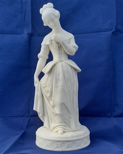 Minton Parian Porcelain Figurine Woman Holding A Bird Antique C 1845