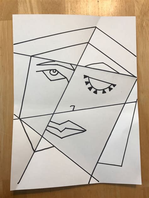 Cubist Picasso Portrait Lesson Using Folded Paper Art Lesson Plans