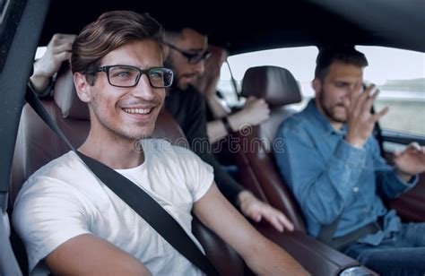 Close Up Side Portrait Of Happy Man Driving Car Stock Image Image Of