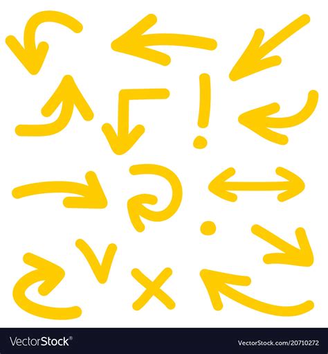 Yellow Arrow Icon Set Isolated On White Background