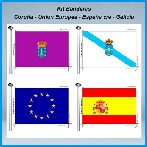Empata en segundo puesto con andalucía tras perder el liderazgo en 2016 | sanxenxo sigue de líder en reconocimientos del país. Kit Banderas Coruña Galicia España Europa - Don Bandera ...