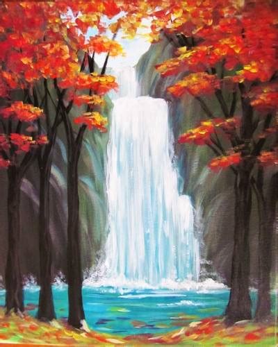 Virtual Paint Nite Waterfalls In Autumn In Riverdale Md