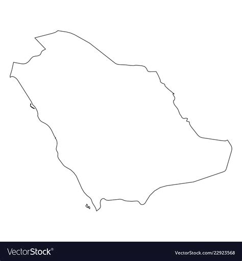 Saudi Arabia Solid Black Outline Border Map Vector Image