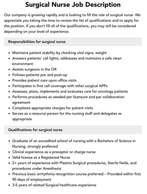 Surgical Nurse Job Description Velvet Jobs