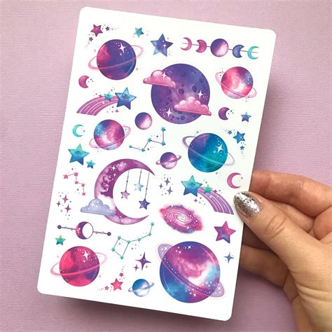 Celestial Sticker Sheet Planet Etsy