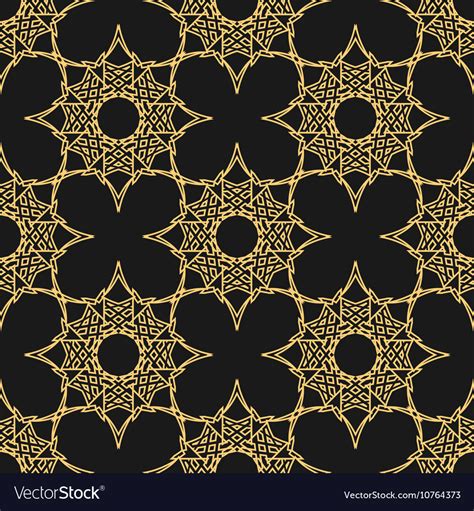Pattern Gold Geometric Shapes On A Black Vector Image