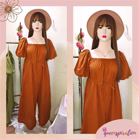 Authentic Bangkok Bkk Jumpsuit With Puff Sleeves Shopee Philippines