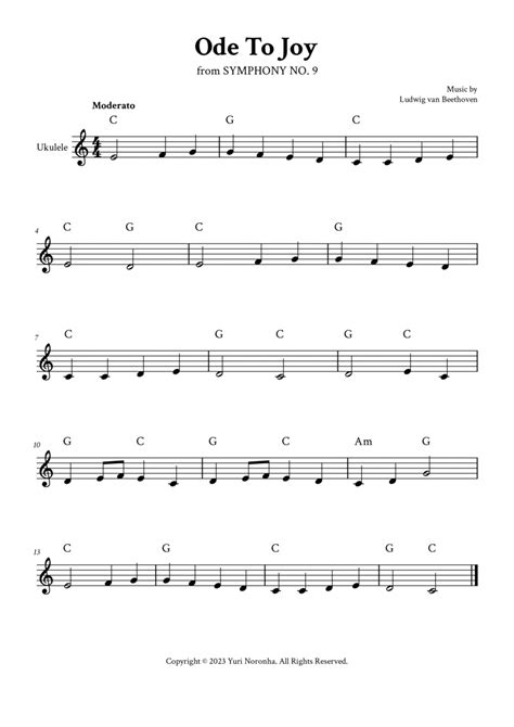 Ode To Joy For Ukulele C Major With Chords By Ludwig Van