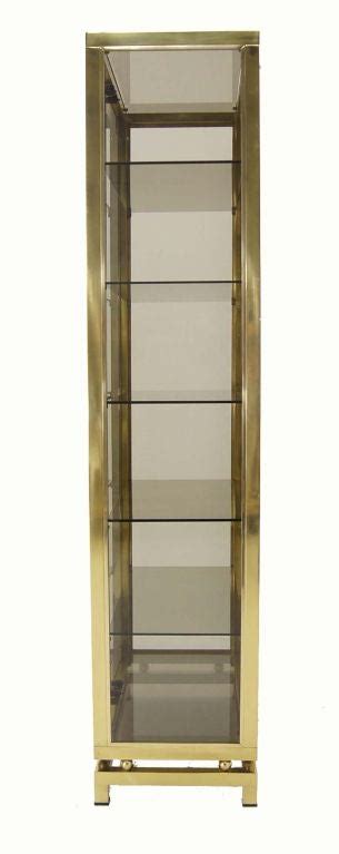Modern Solid Brass Glass Curio Cabinet Display Case Vitrine At 1stdibs Brass Curio Cabinet